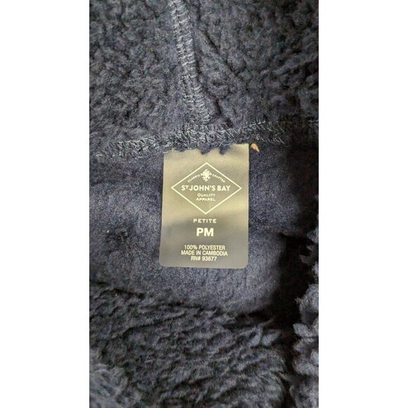 St. Johns Bay Women Size PM Sherpa Mock Neck Long Sleeve Pullover Blue Very Soft - Picture 8 of 11